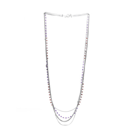 David Yurman Sterling Silver Amethyst Garnet Multi Strand Starburst Chain Bead Necklace 3 of 5