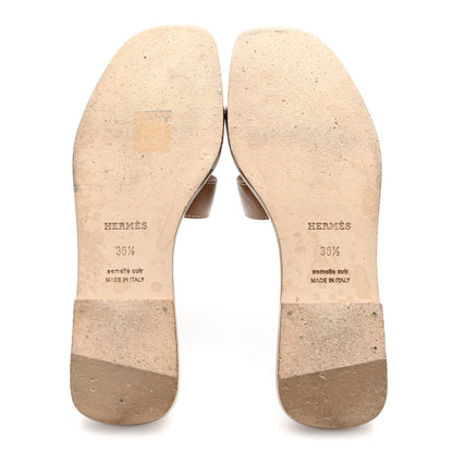 Hermes Box Calfskin Oran Sandals 36.5 Gold 6 of 9