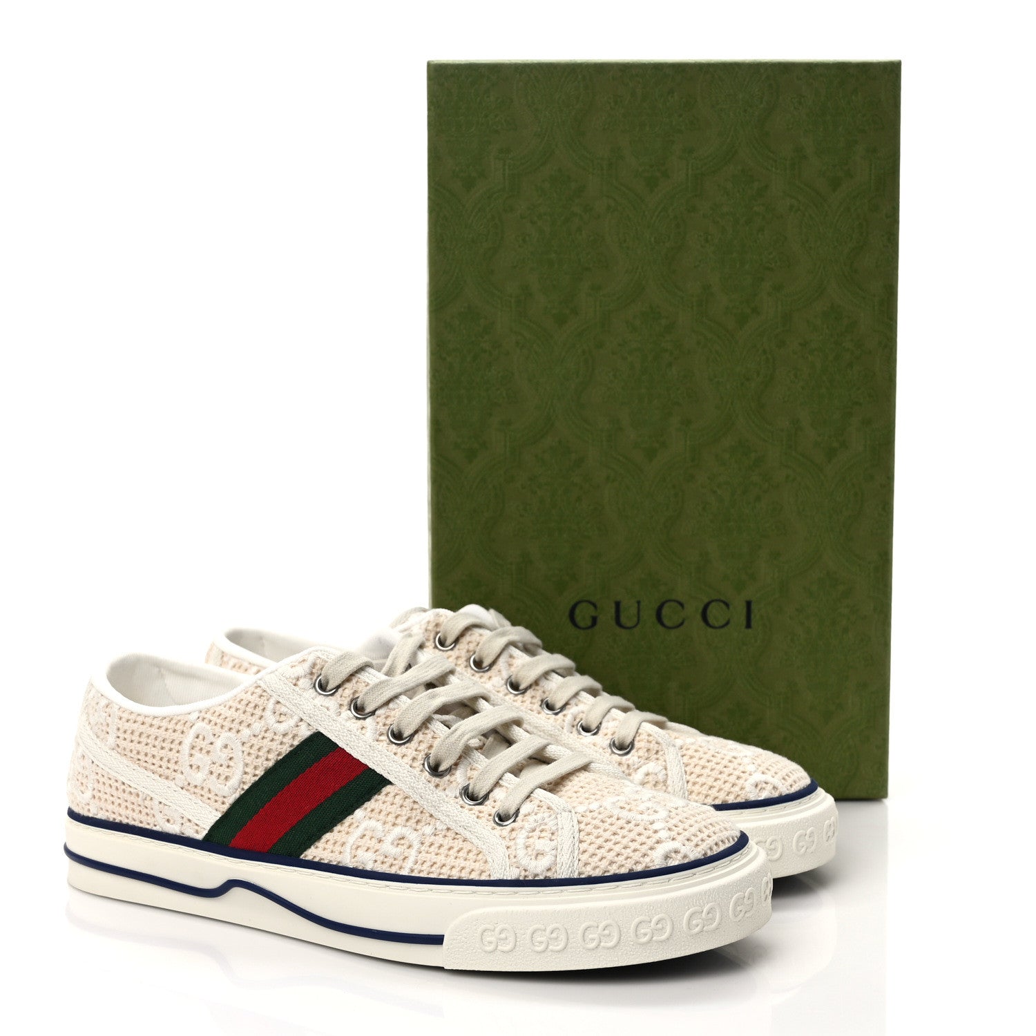 Gucci Sepang Canvas GG Monogram Web Womens 1977 Tennis Sneakers 39.5 Beige Mystic White 8 of 8
