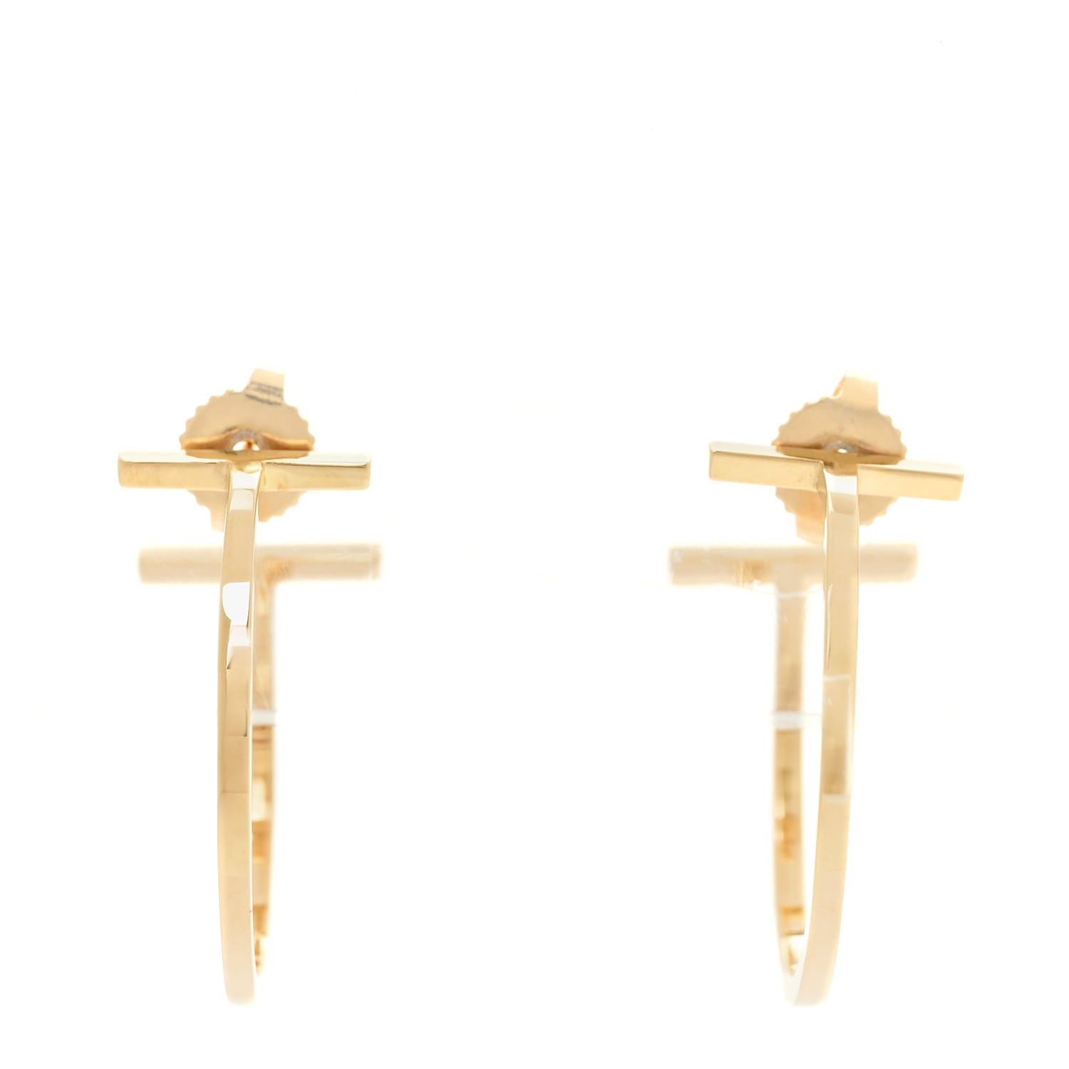 Tiffany 18K Yellow Gold Medium T Wire Hoop Earrings 1 of 5