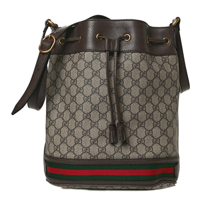 Gucci GG Supreme Monogram Web Ophidia Bucket Bag Brown 1 of 12