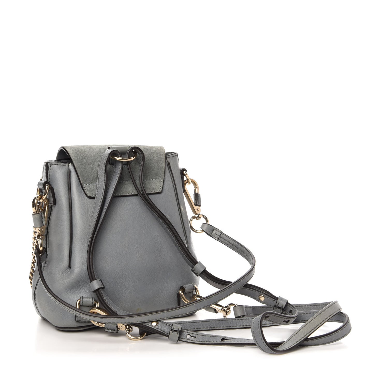 Suede Calfskin Mini Faye Backpack Airy Grey