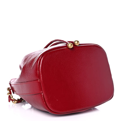 Chanel Shiny Aged Calfskin CC Chain Mini Drawstring Bag Red 4 of 14