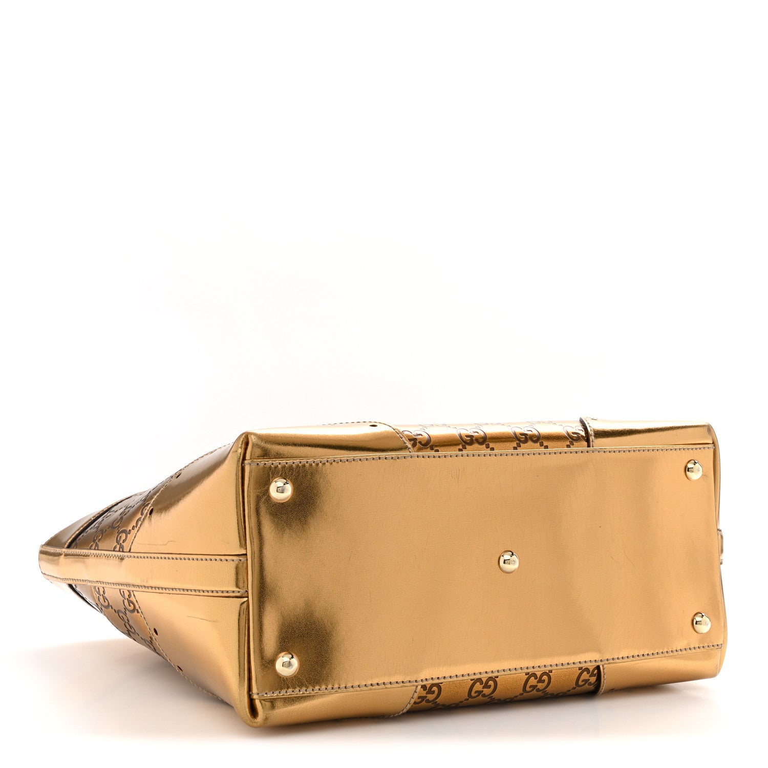 Gucci Metallic Guccissima Large Punch Tote Bronze 4 of 12