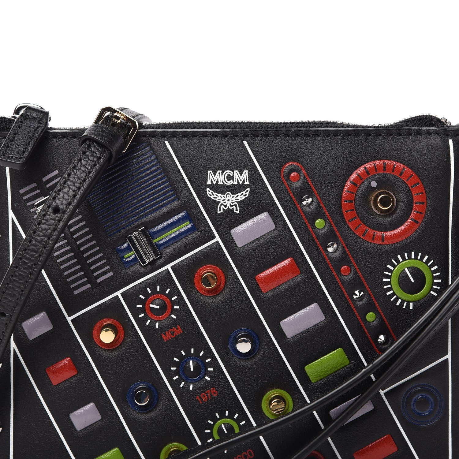 MCM Calfskin Studded Crossbody Black 9 of 9