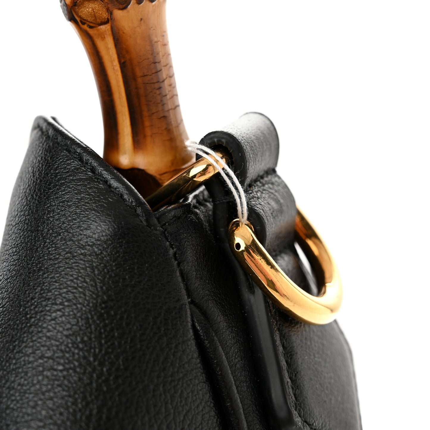 Softy Wonka Textured Dollar Calfskin Large Diana Bamboo Shoulder Bag Black