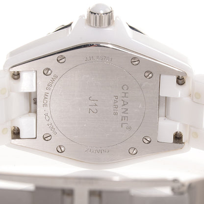 Chanel Stainless Steel Ceramic Diamond 33mm J12 Quartz Watch White 3 of 6