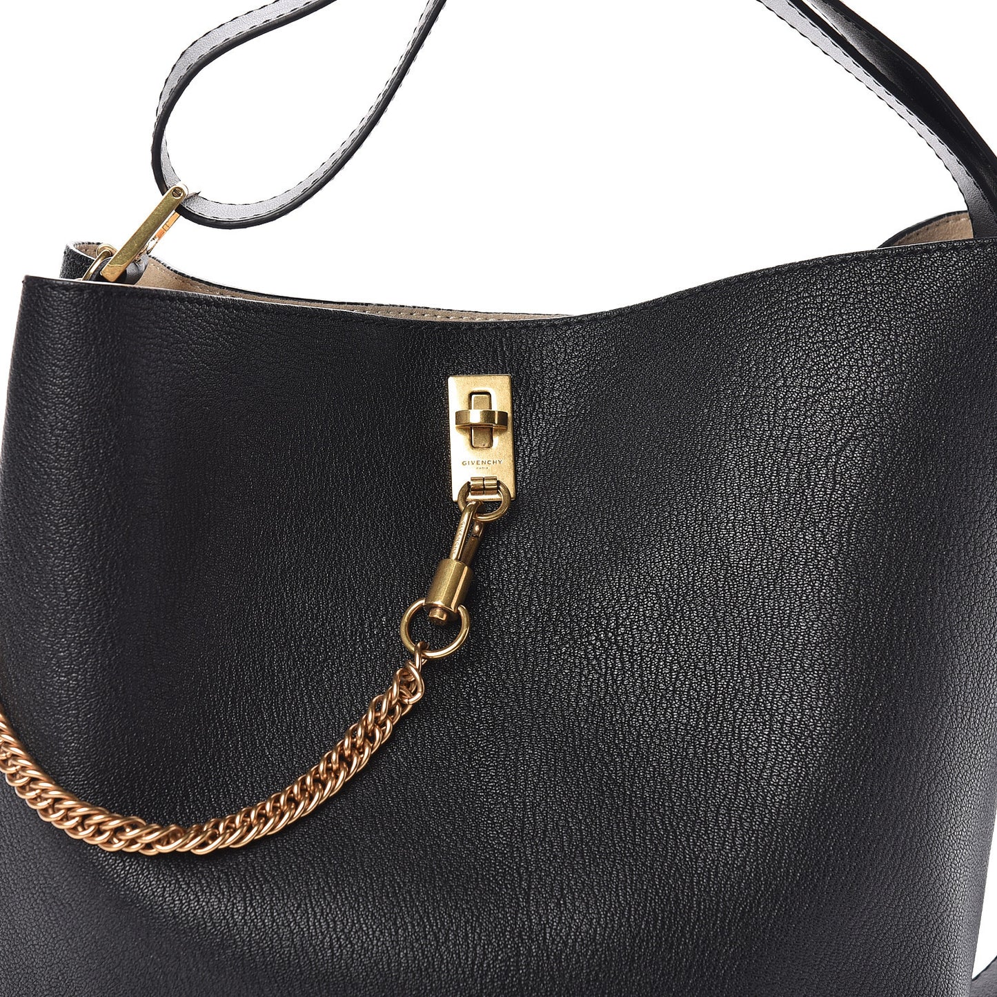 Grained Calfskin GV Bucket Bag Black