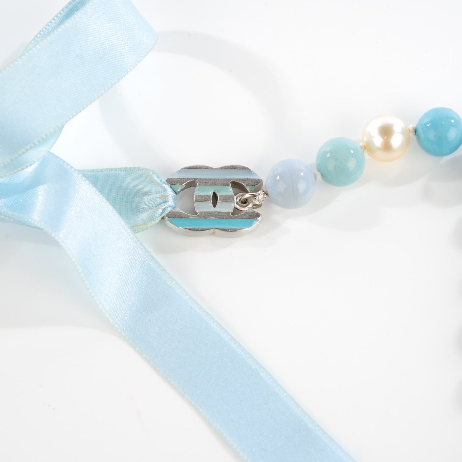 Chanel Pearl CC Beaded Long Necklace Blue 3 of 5