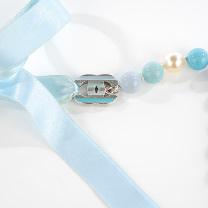 Chanel Pearl CC Beaded Long Necklace Blue 3 of 5
