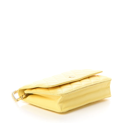 Chanel Lambskin Quilted Wallet on Chain WOC Yellow 3 of 7