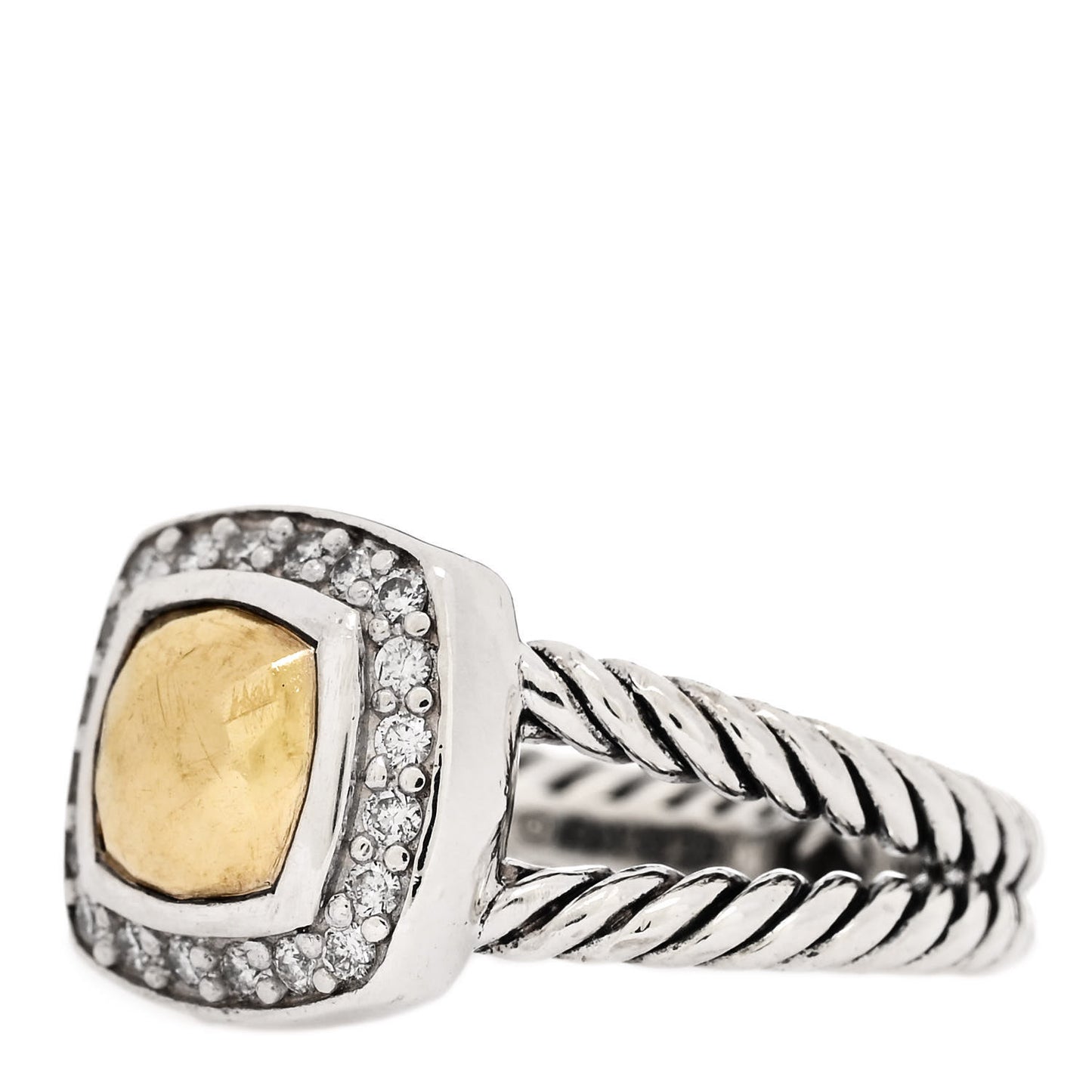 Sterling Silver 18K Yellow Gold Diamond 7mm Petite Albion Ring 51 5.75