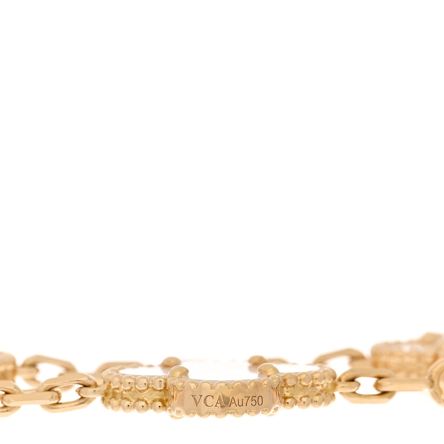 Van Cleef & Arpels 18K Yellow Gold Mother of Pearl 5 Motifs Vintage Alhambra Bracelet 3 of 4
