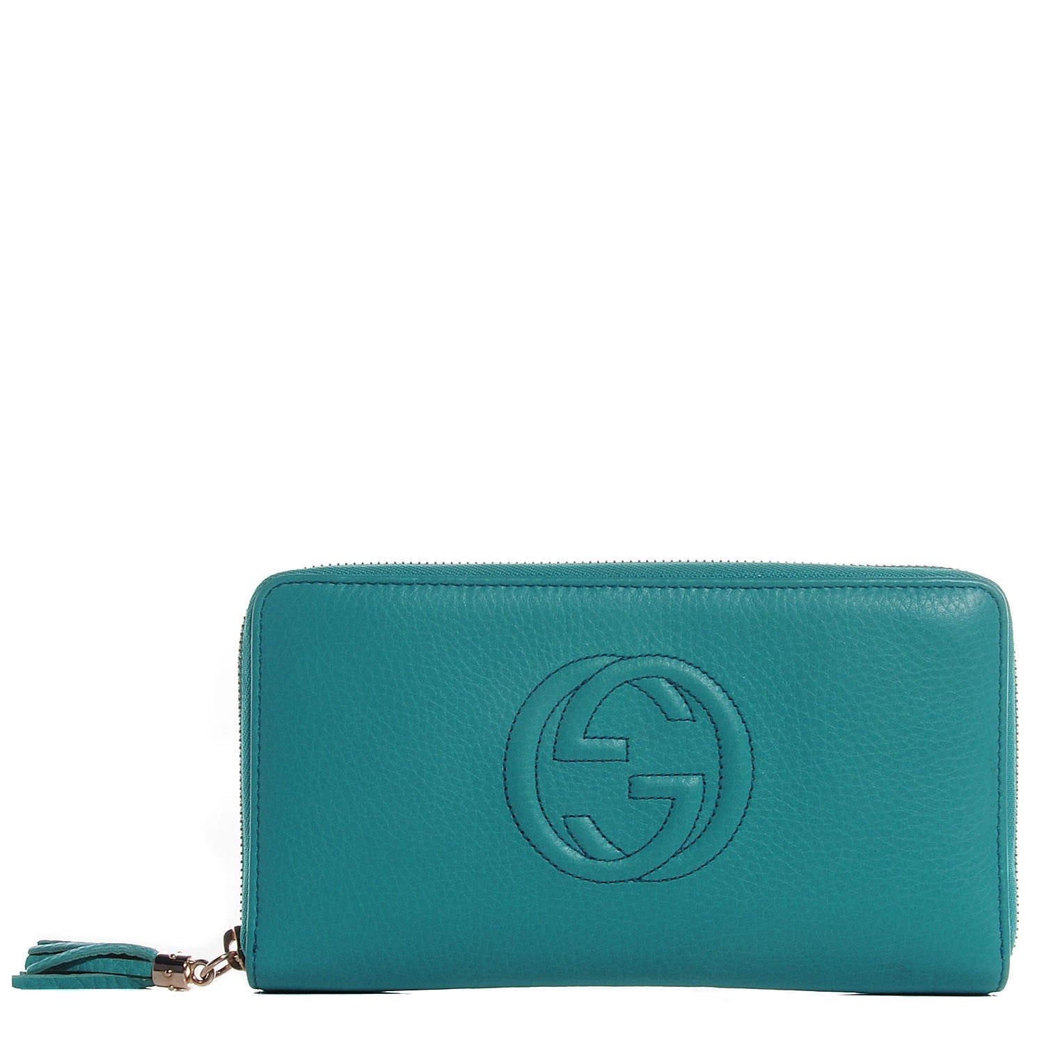 Gucci Pebbled Calfskin Soho Zip Around Wallet Deep Cobalt 1 of 7