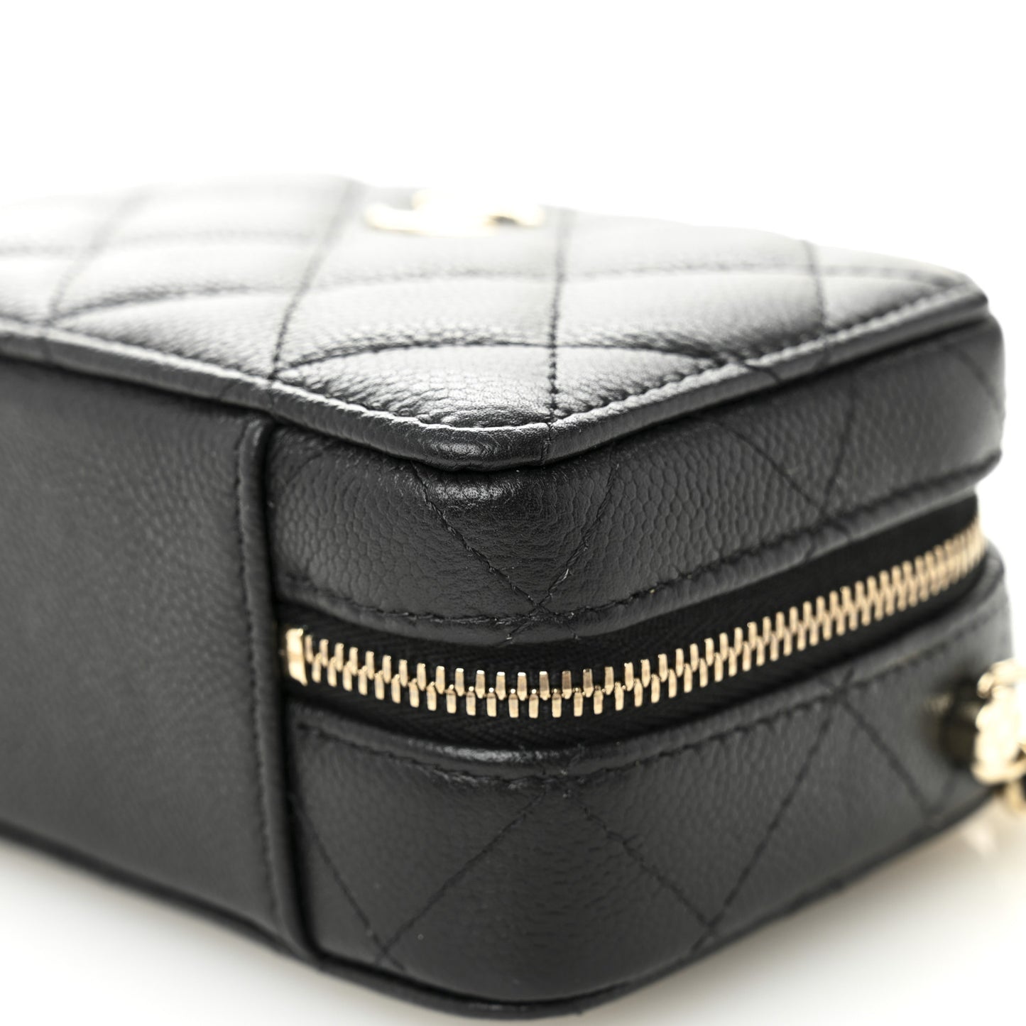 Caviar Quilted Small Top Handle Vanity Case Black