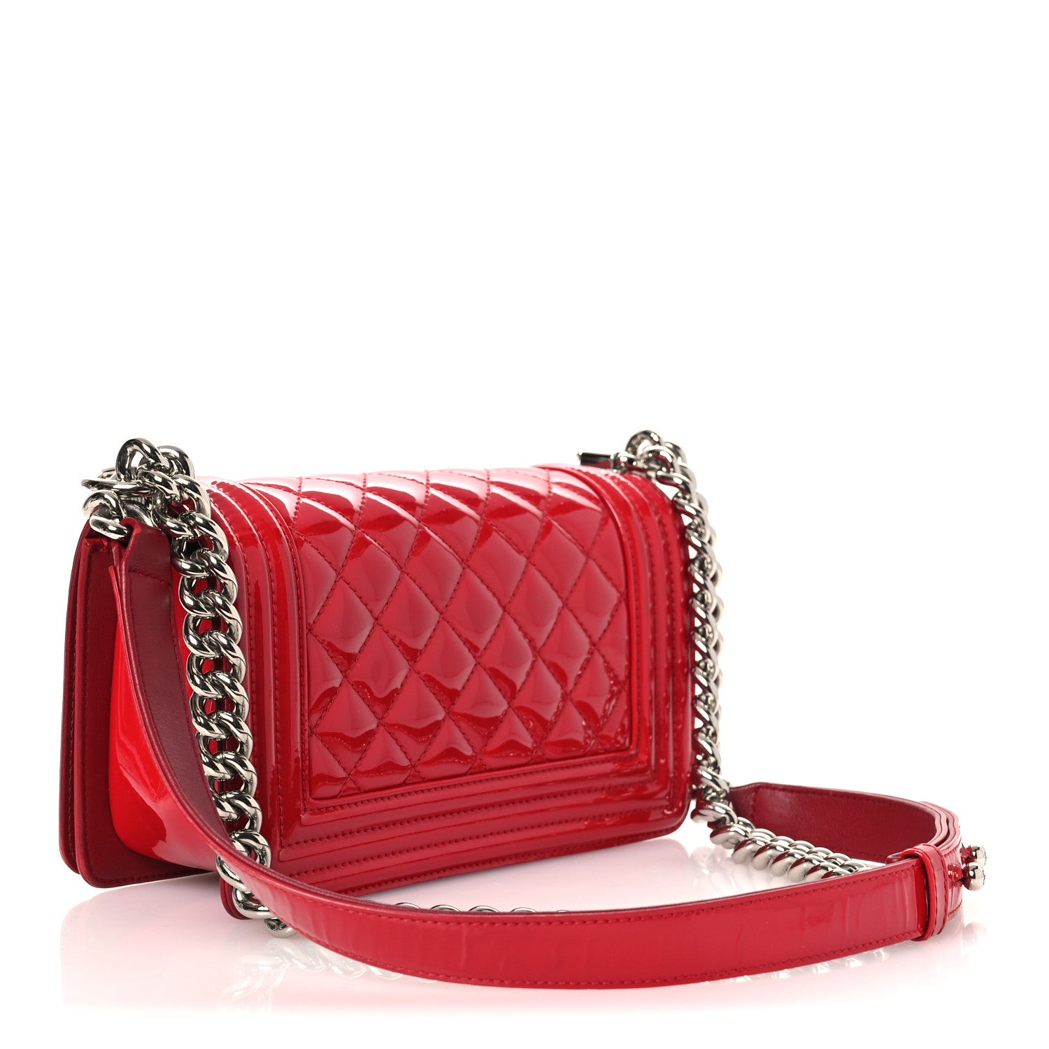 Chanel Patent Calfskin Quilted Small Plexiglass Boy Flap Red 2 of 12