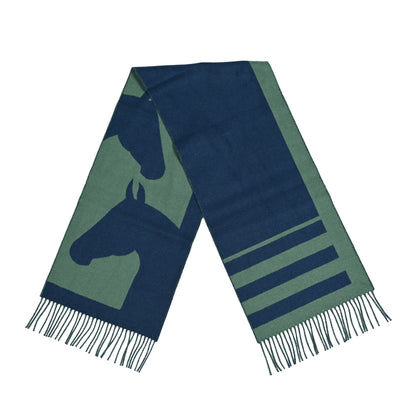 Hermes Cashmere Casaque Love Story Muffler Vert Indigo 2 of 4