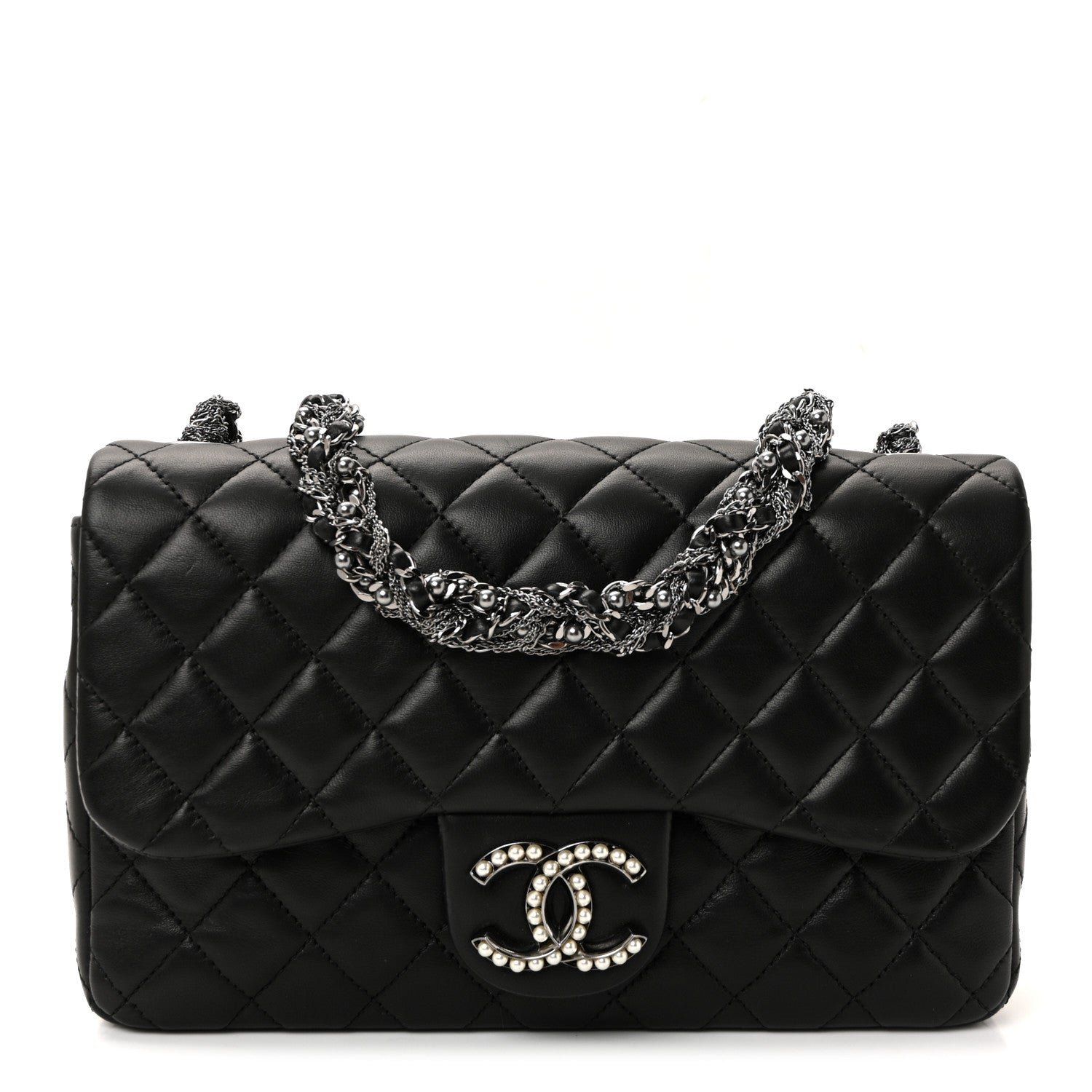 Chanel Lambskin Quilted Medium Westminster Pearl Flap Black 1 of 11