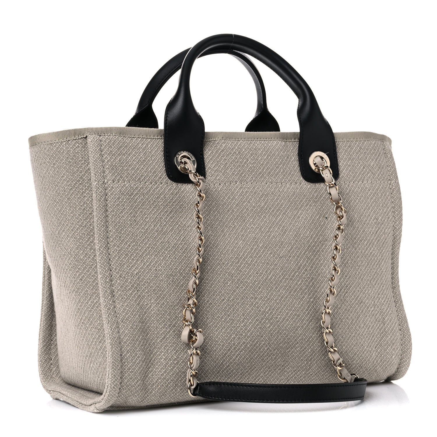 Chanel Mixed Fibers Small Deauville Tote Beige Black 4 of 12