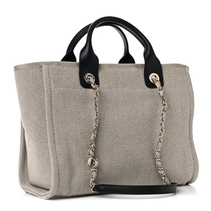 Chanel Mixed Fibers Small Deauville Tote Beige Black 4 of 12