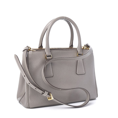 Prada Saffiano Mini Galleria Double Zip Tote Argilla 2 of 9