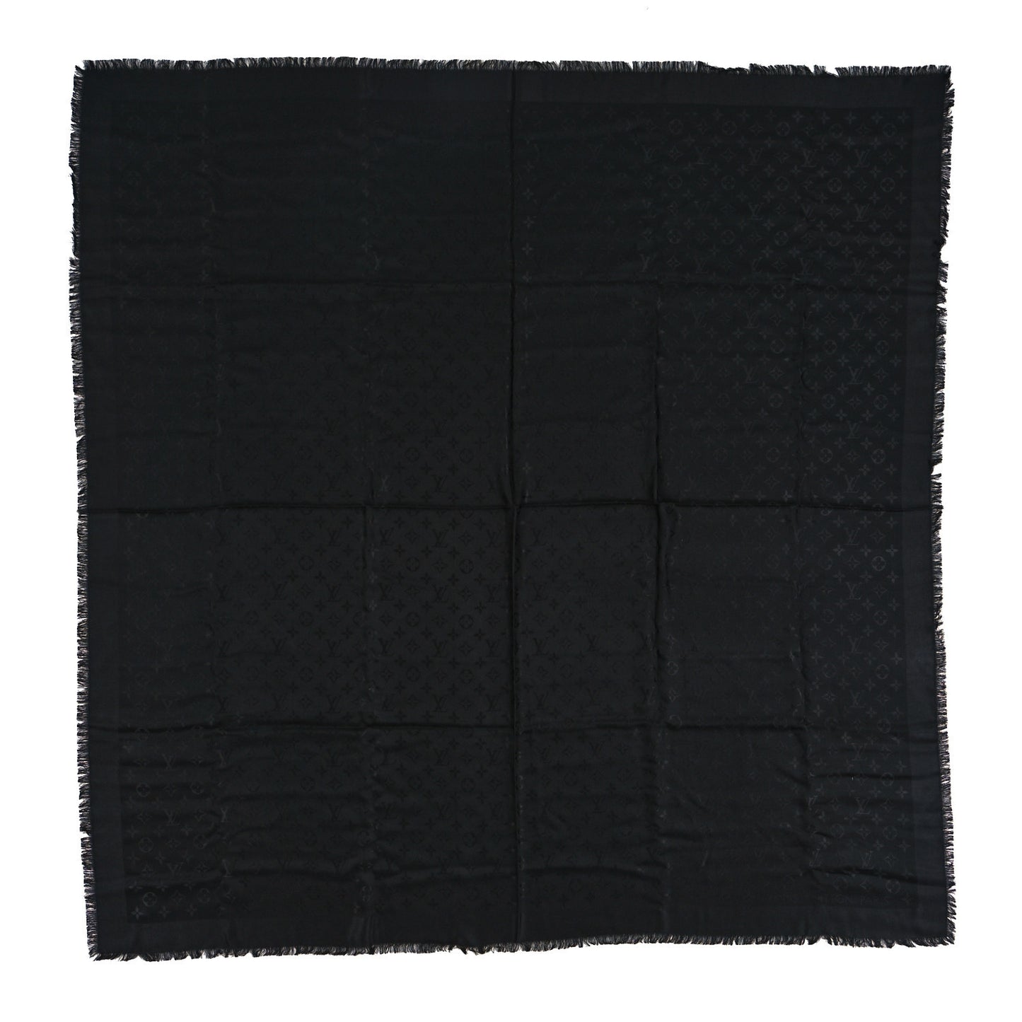 Silk Wool Monogram Shawl Black