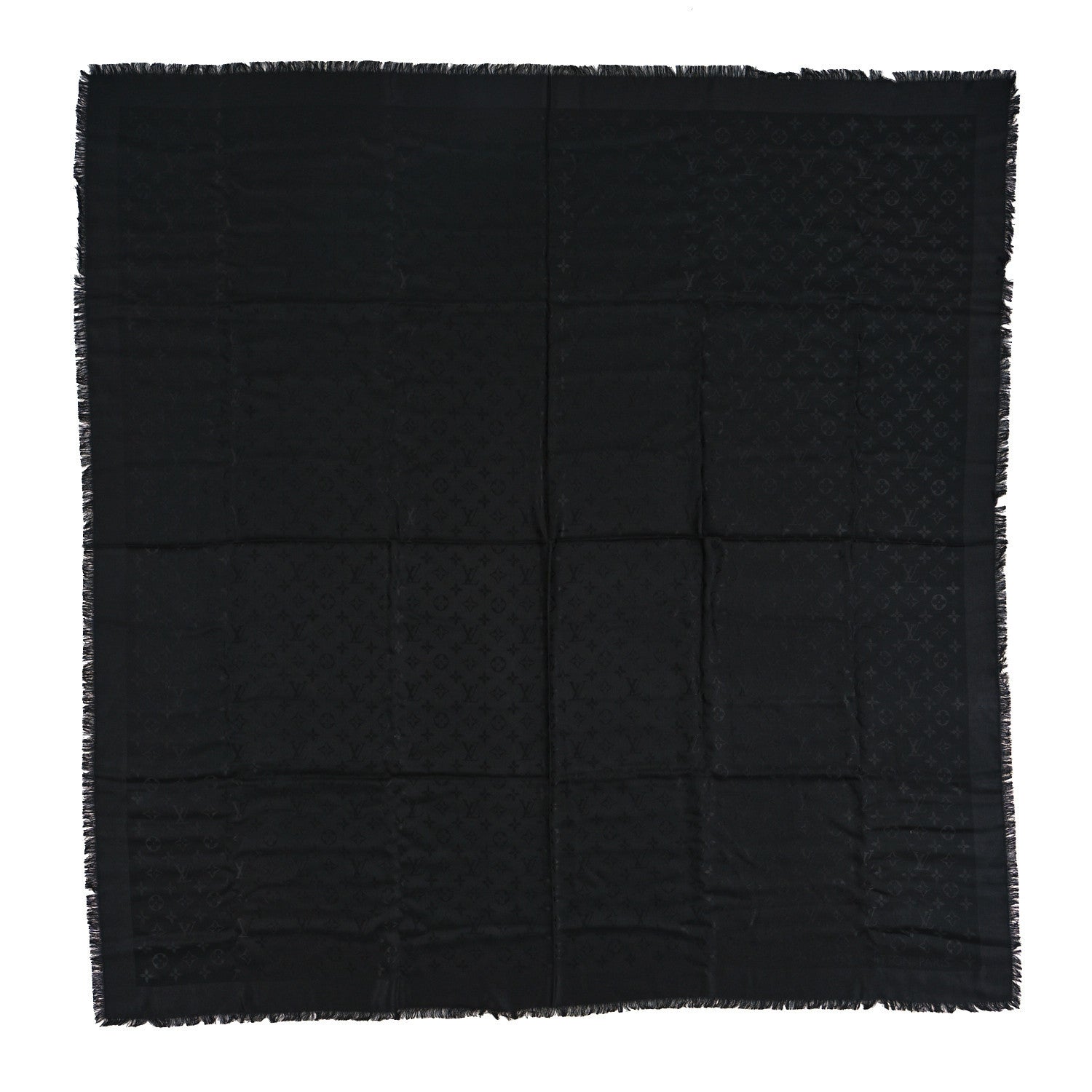 Louis Vuitton Silk Wool Monogram Shawl Black 1 of 3