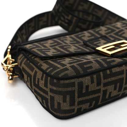 Fendi Fabric Jacquard FF 1974 Medium Baguette Tobacco Moro Black 9 of 11