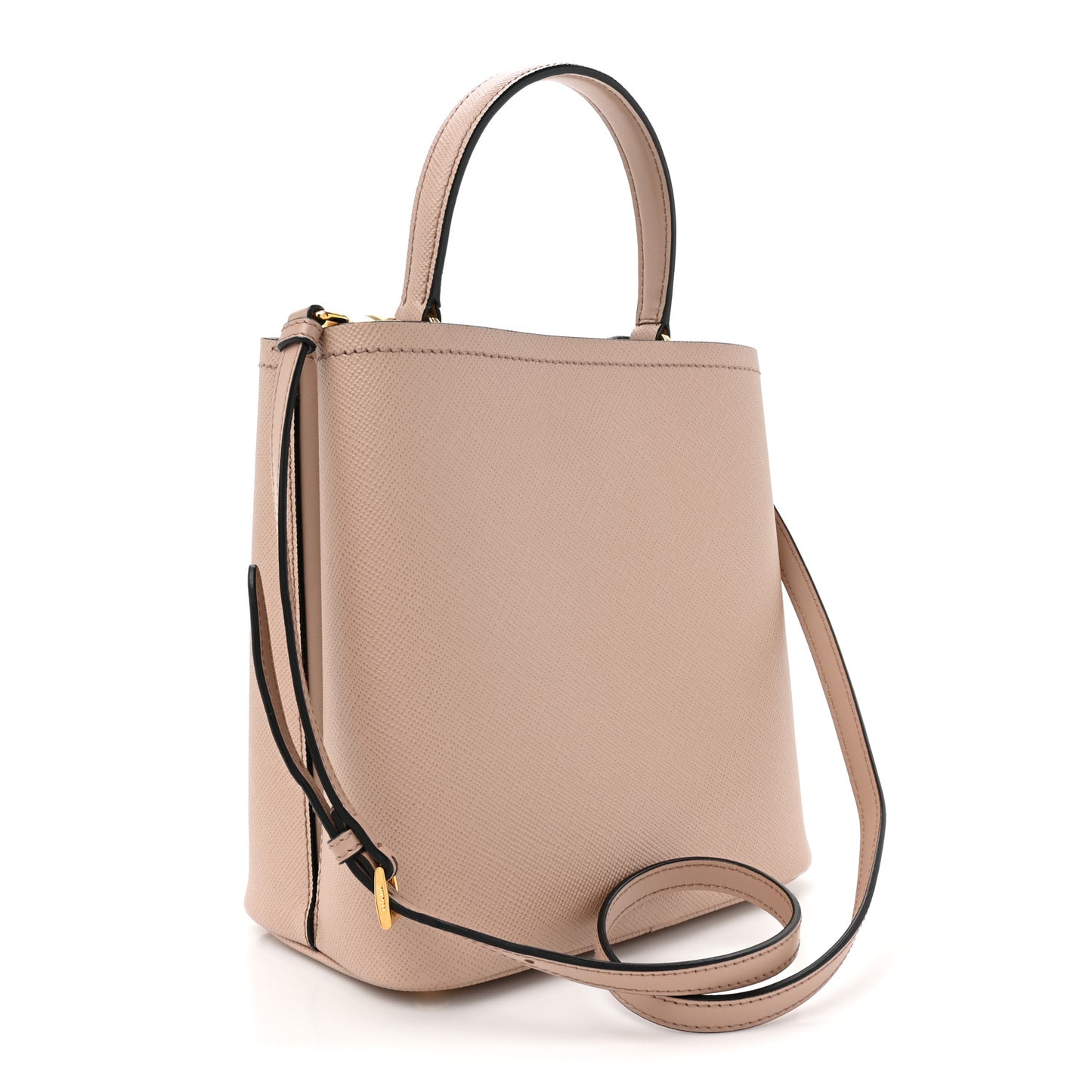 Saffiano Cuir Medium Panier Bucket Bag Cipria Black