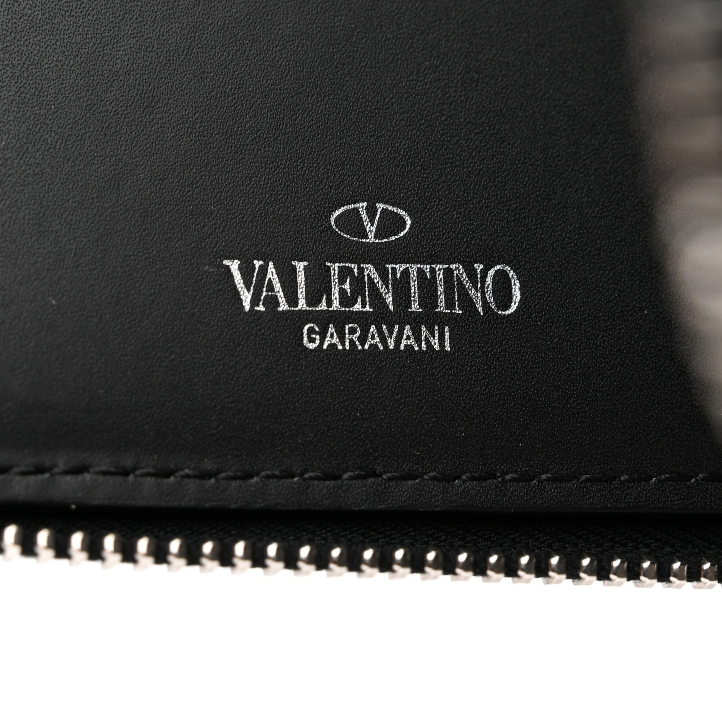 Calfskin VLTN Neck Strap Wallet Black
