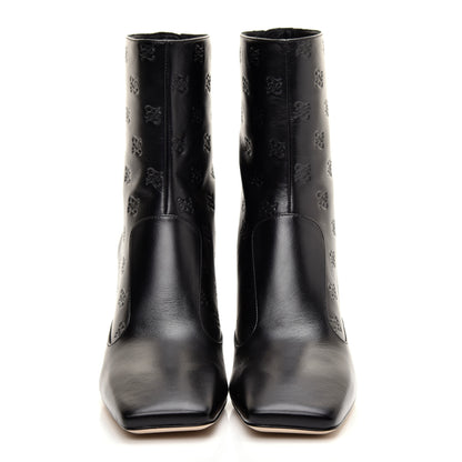 Fendi Vitello Karligraphy Embossed FFreedom Ankle Boots 37 Black 2 of 8