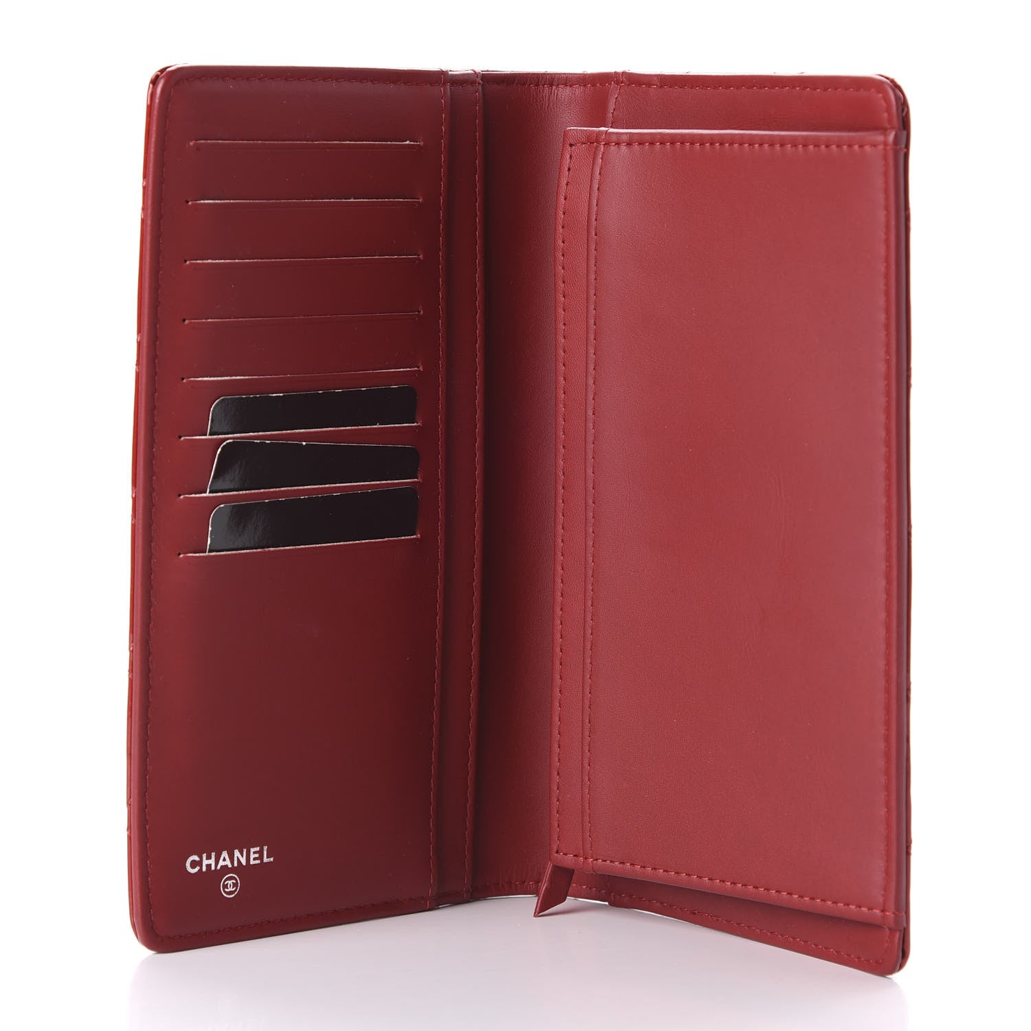 Chanel Patent Quilted Brilliant Yen Wallet Red 5 of 10