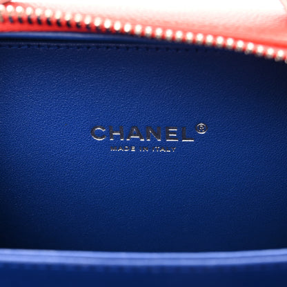 Chanel Caviar Quilted Small CC Filigree Vanity Case Blue White Red 6 of 10