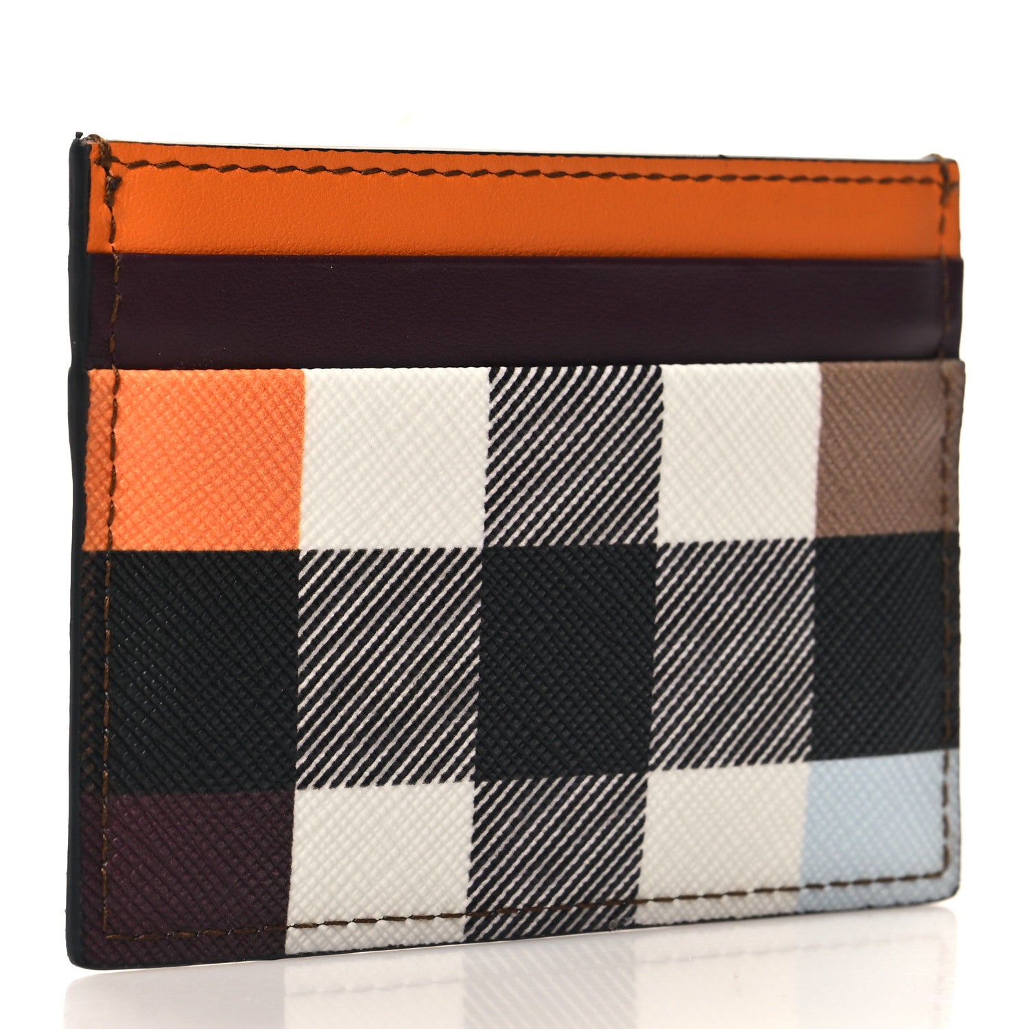 Burberry Calfskin Color Block Check Card Case Archive Beige Multicolor 3 of 7