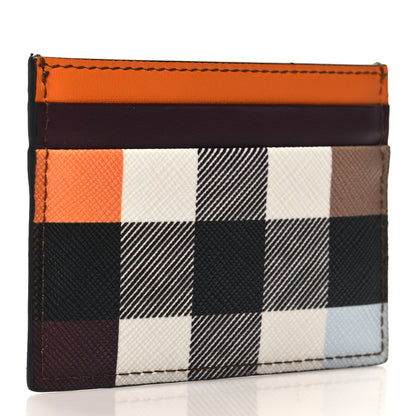 Burberry Calfskin Color Block Check Card Case Archive Beige Multicolor 3 of 7
