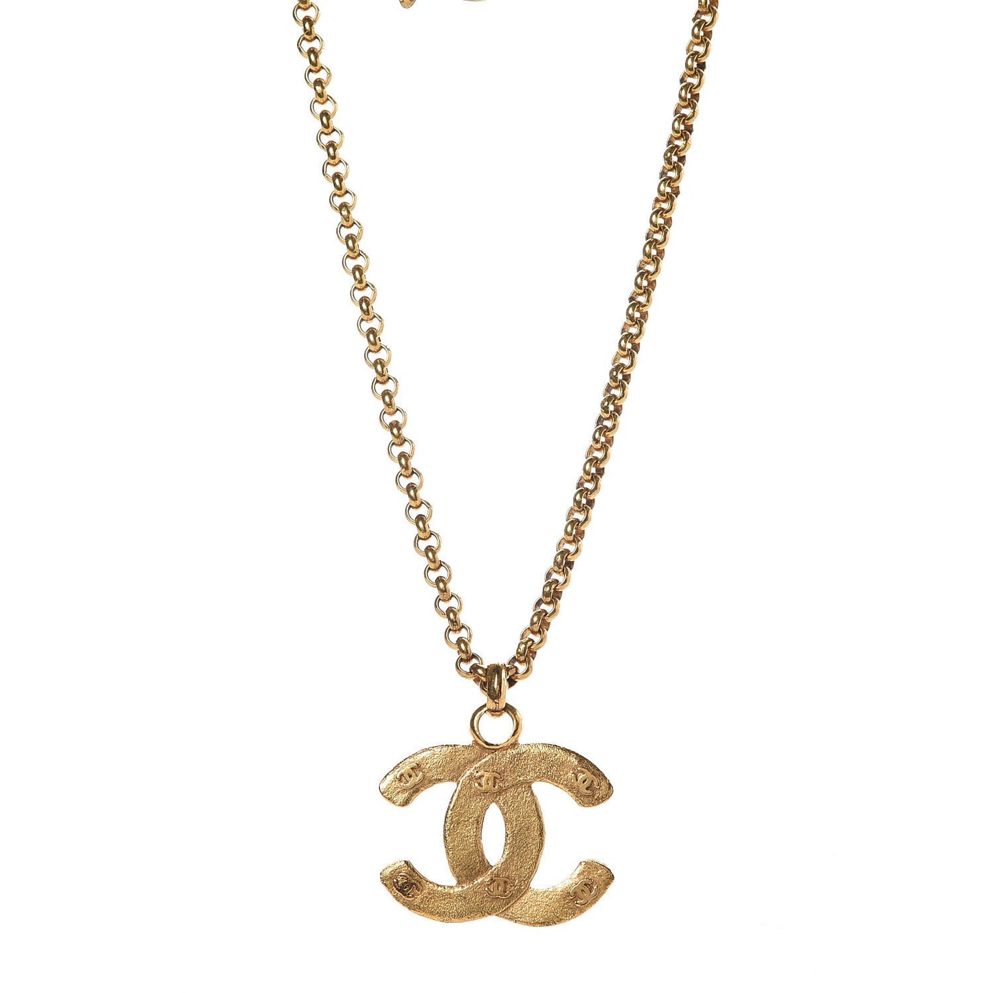 Large CC Pendant Necklace Gold