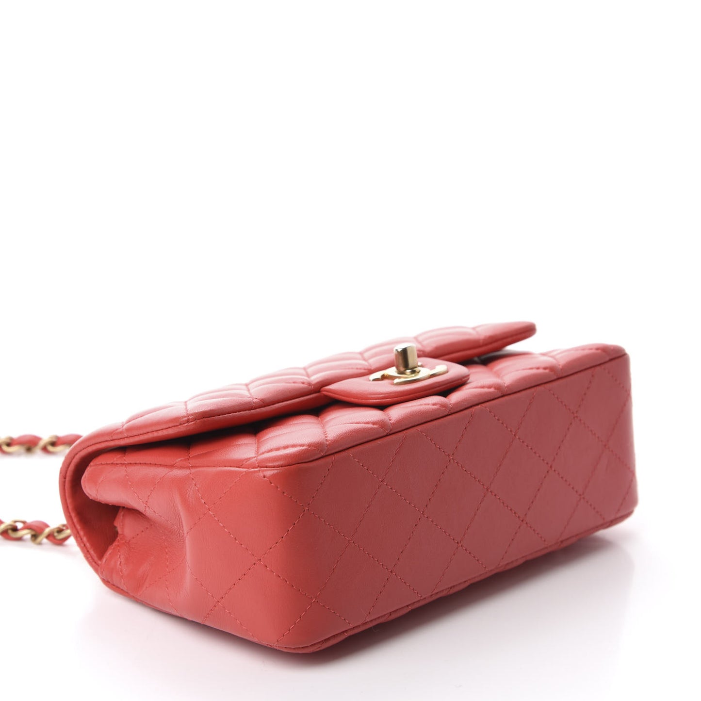 Lambskin Quilted Mini Rectangular Flap Red