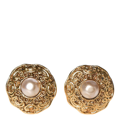 Chanel Pearl Clip On Earrings Gold 1 of 5