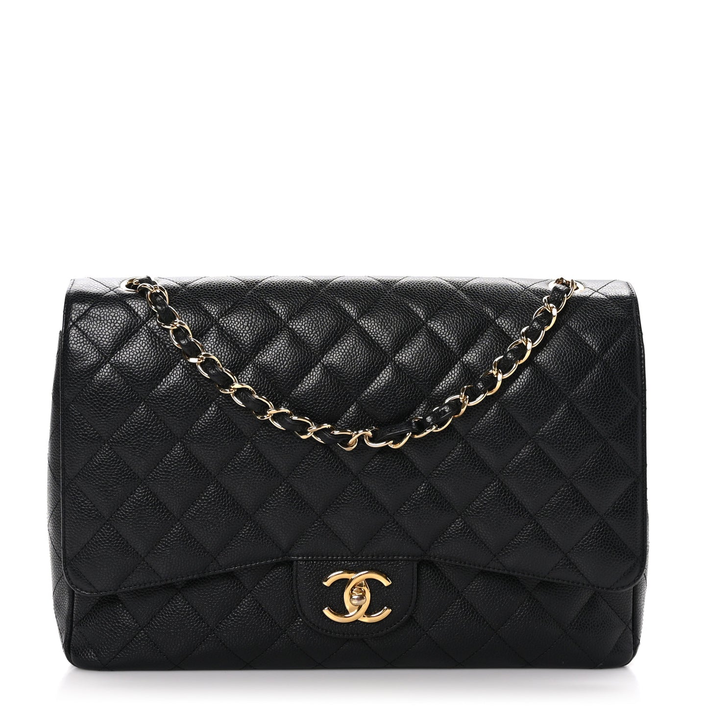 Caviar Quilted Maxi Double Flap Black