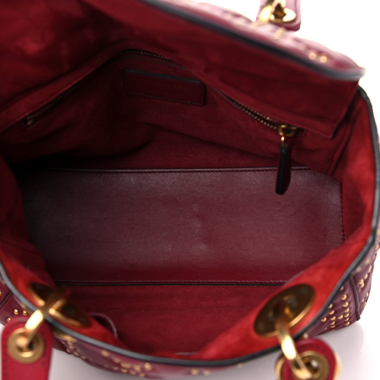 Calfskin Cannage Studded Medium Supple Lady Dior Red