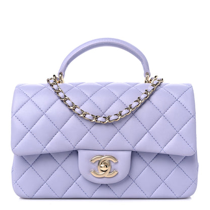 Chanel Lambskin Quilted Mini Top Handle Rectangular Flap Light Purple 1 of 9