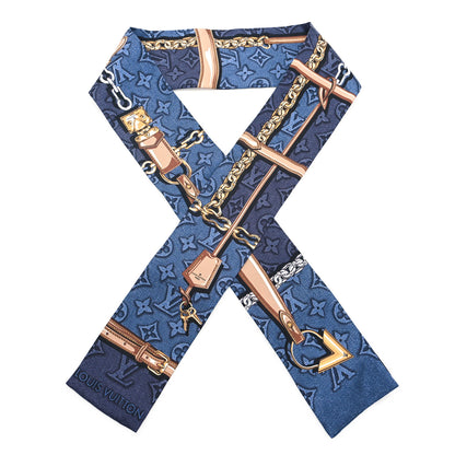Louis Vuitton Silk Denimgram Confidential Bandeau Denim Blue 1 of 3