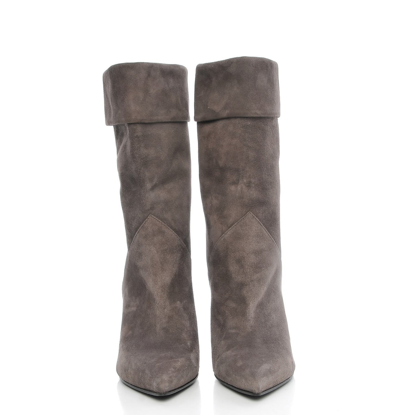 Suede Mid Calf Wedge Boots 37 Grey