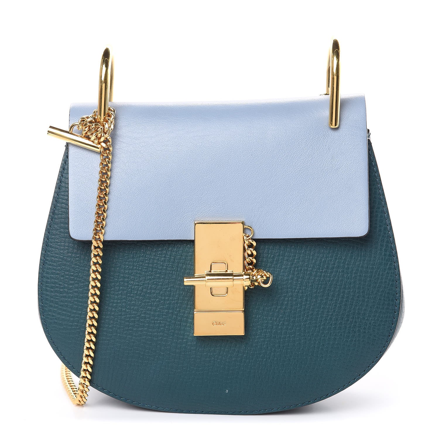 Chloe Grained Calfskin Lambskin Mini Bi-Color Drew Shoulder Bag Cloudy Blue 1 of 12