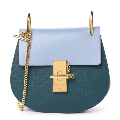 Chloe Grained Calfskin Lambskin Mini Bi-Color Drew Shoulder Bag Cloudy Blue 1 of 12