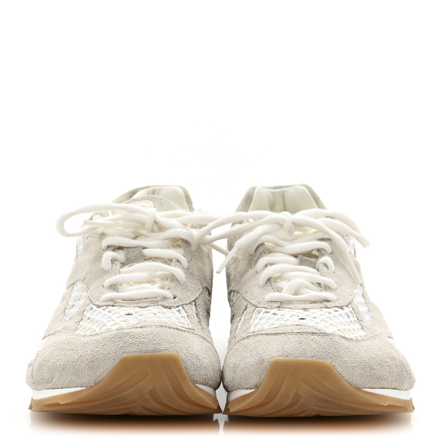 Calfskin Fishnet Fabric Orbit Sneakers 39 Sea Salt