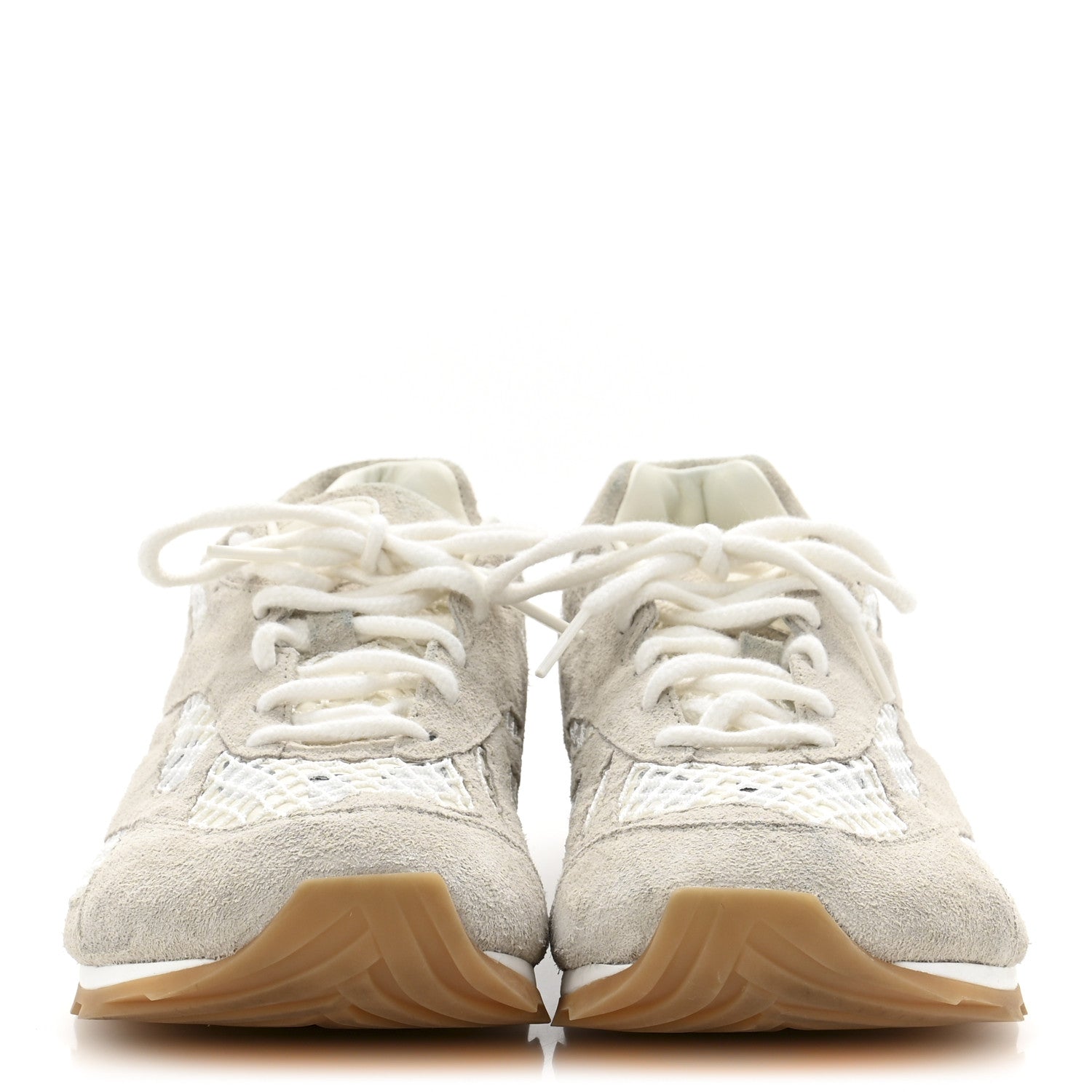 Bottega Veneta Calfskin Fishnet Fabric Orbit Sneakers 39 Sea Salt 3 of 8