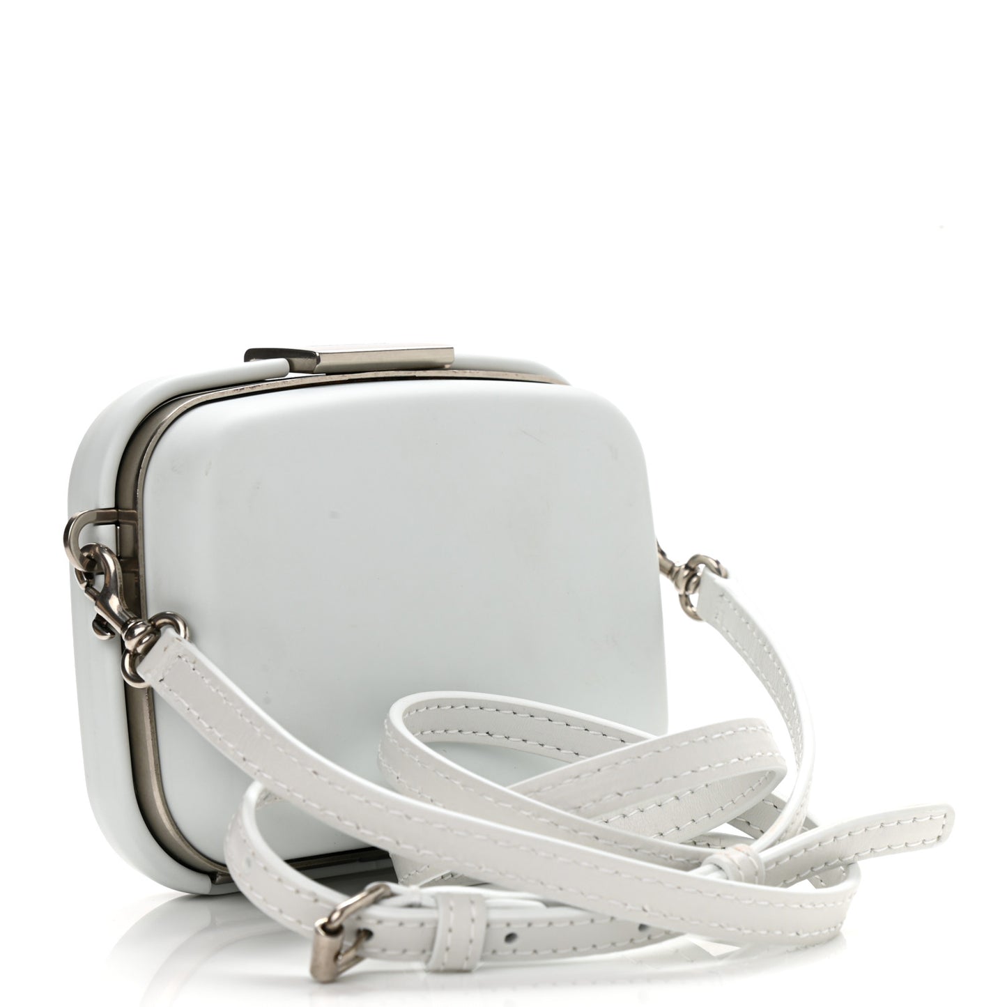 Recycled Plastic Calfskin Embossed Mini Lunch Box Case with Strap White