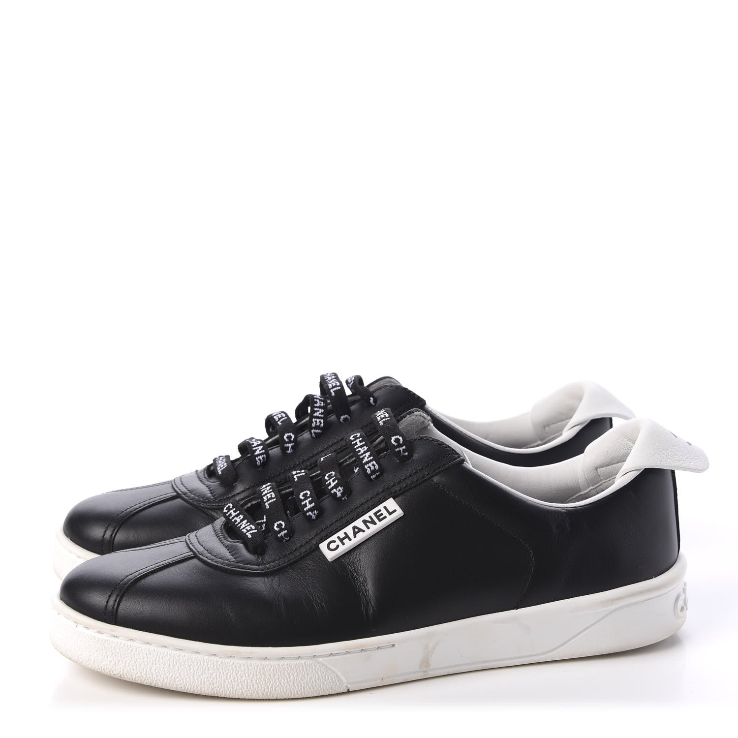 Chanel Calfskin CC Womens Sneakers 37.5 Black 3 of 9