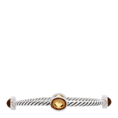 David Yurman Sterling Silver Citrine 3mm 4 Station Bangle Bracelet 2 of 3